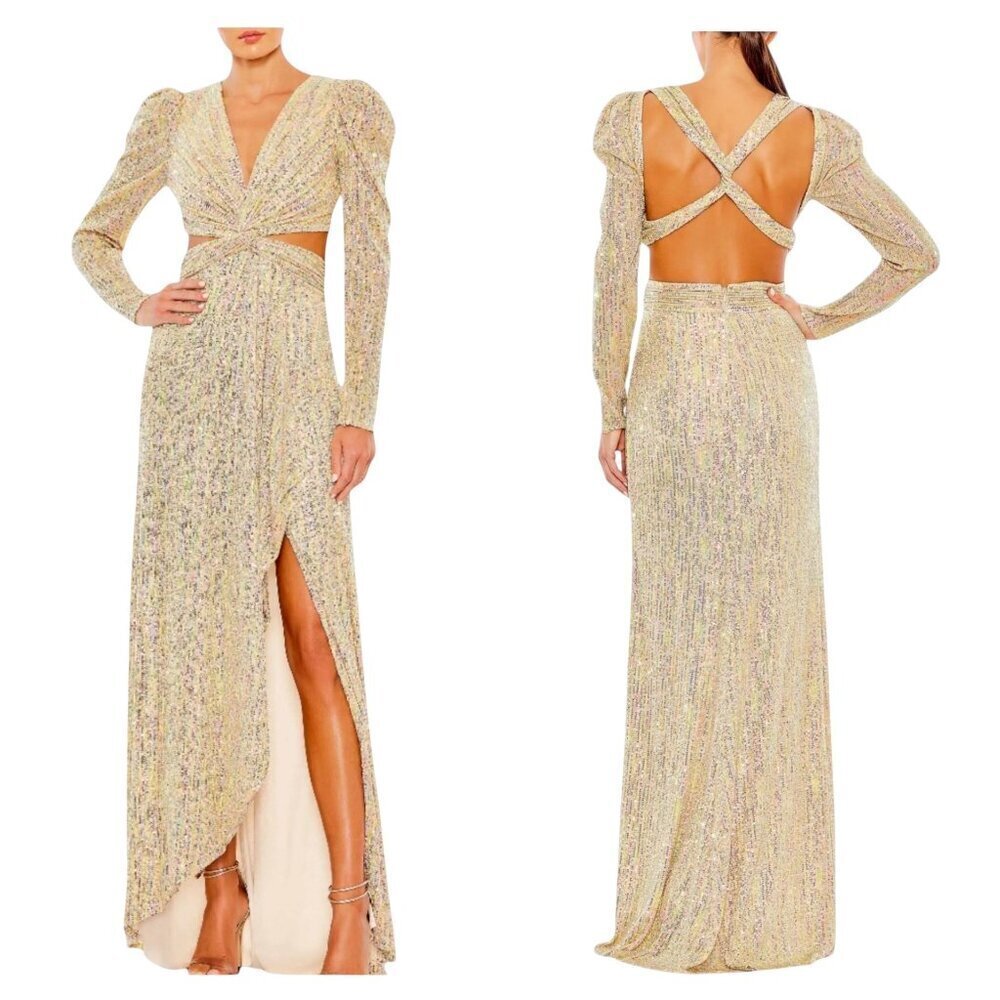 Mac Duggal Rainbow Sequin Cutout Gown Size 6 NWT Style 27050